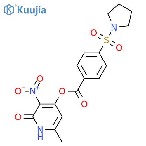 6-methyl-3-nitro-2-oxo-1,2-dihydropyridin-4-yl 4-(pyrrolidine-1-sulfonyl)benzoate structure