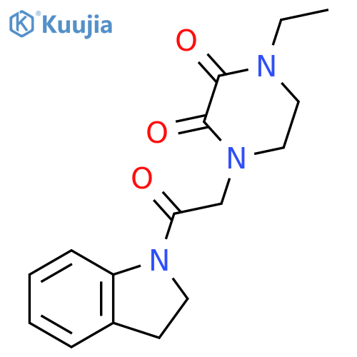 1-2-(2,3-dihydro-1H-indol-1-yl)-2-oxoethyl-4-ethylpiperazine-2,3-dione structure