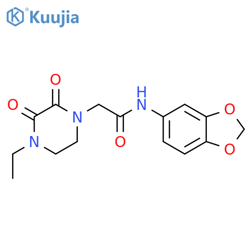 N-(2H-1,3-benzodioxol-5-yl)-2-(4-ethyl-2,3-dioxopiperazin-1-yl)acetamide structure