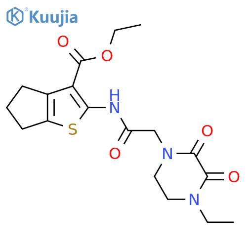 ethyl 2-2-(4-ethyl-2,3-dioxopiperazin-1-yl)acetamido-4H,5H,6H-cyclopentabthiophene-3-carboxylate structure