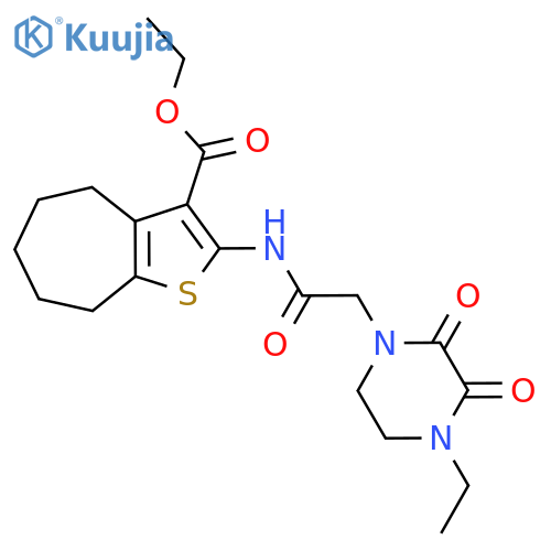ethyl 2-2-(4-ethyl-2,3-dioxopiperazin-1-yl)acetamido-4H,5H,6H,7H,8H-cycloheptabthiophene-3-carboxylate structure