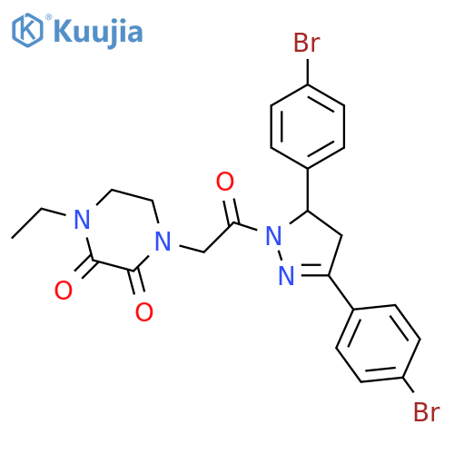 1-{2-3,5-bis(4-bromophenyl)-4,5-dihydro-1H-pyrazol-1-yl-2-oxoethyl}-4-ethylpiperazine-2,3-dione structure