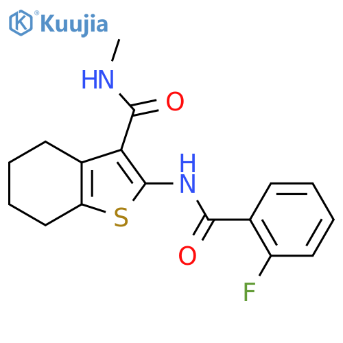 2-(2-fluorobenzamido)-N-methyl-4,5,6,7-tetrahydro-1-benzothiophene-3-carboxamide structure