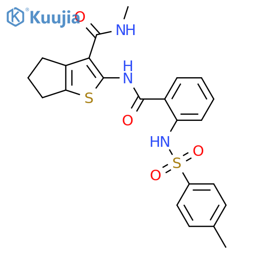 N-methyl-2-2-(4-methylbenzenesulfonamido)benzamido-4H,5H,6H-cyclopentabthiophene-3-carboxamide structure