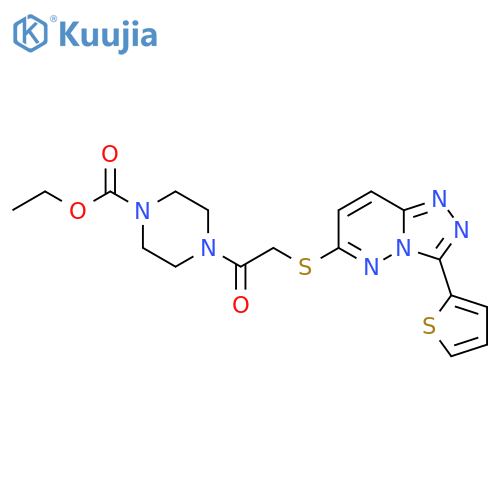 ethyl 4-(2-{3-(thiophen-2-yl)-1,2,4triazolo4,3-bpyridazin-6-ylsulfanyl}acetyl)piperazine-1-carboxylate structure