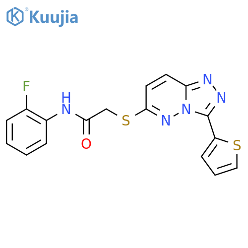 N-(2-fluorophenyl)-2-{3-(thiophen-2-yl)-1,2,4triazolo4,3-bpyridazin-6-ylsulfanyl}acetamide structure