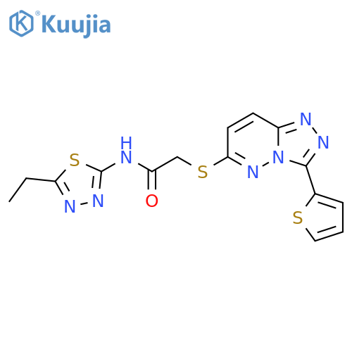 N-(5-ethyl-1,3,4-thiadiazol-2-yl)-2-{3-(thiophen-2-yl)-1,2,4triazolo4,3-bpyridazin-6-ylsulfanyl}acetamide structure