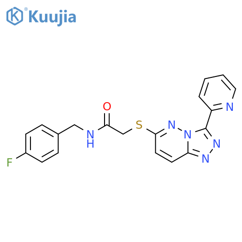 N-(4-fluorophenyl)methyl-2-{3-(pyridin-2-yl)-1,2,4triazolo4,3-bpyridazin-6-ylsulfanyl}acetamide structure