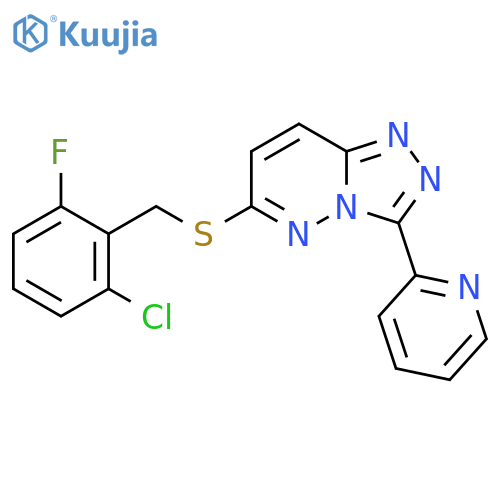 2-(6-{(2-chloro-6-fluorophenyl)methylsulfanyl}-1,2,4triazolo4,3-bpyridazin-3-yl)pyridine structure