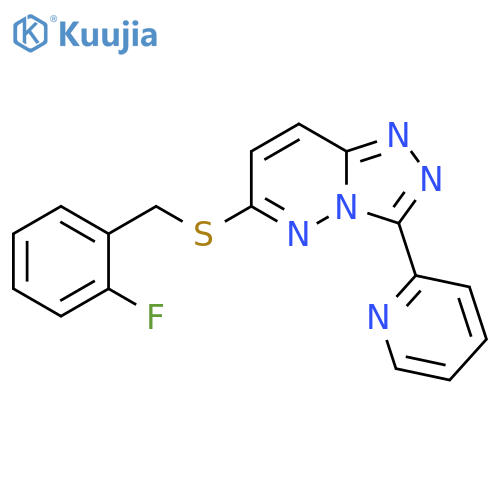 2-(6-{(2-fluorophenyl)methylsulfanyl}-1,2,4triazolo4,3-bpyridazin-3-yl)pyridine structure