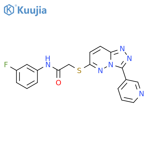 N-(3-fluorophenyl)-2-{3-(pyridin-3-yl)-1,2,4triazolo4,3-bpyridazin-6-ylsulfanyl}acetamide structure