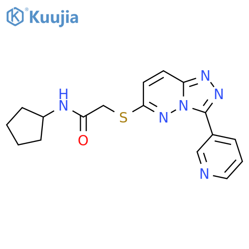 N-cyclopentyl-2-{3-(pyridin-3-yl)-1,2,4triazolo4,3-bpyridazin-6-ylsulfanyl}acetamide structure