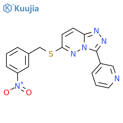 3-(6-{(3-nitrophenyl)methylsulfanyl}-1,2,4triazolo4,3-bpyridazin-3-yl)pyridine structure