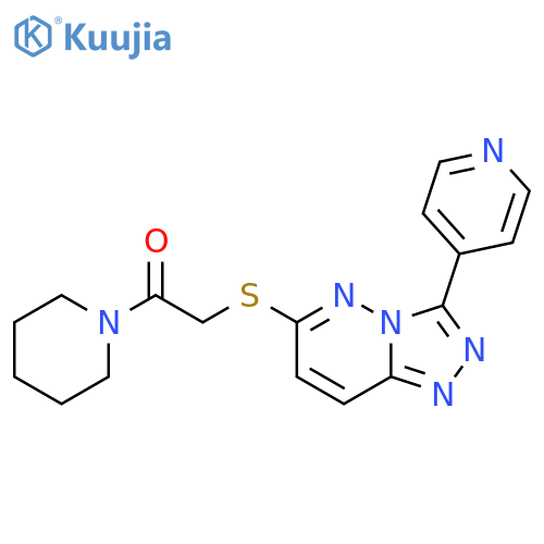 1-(piperidin-1-yl)-2-{3-(pyridin-4-yl)-1,2,4triazolo4,3-bpyridazin-6-ylsulfanyl}ethan-1-one structure