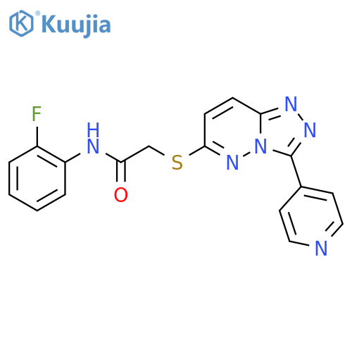 N-(2-fluorophenyl)-2-{3-(pyridin-4-yl)-1,2,4triazolo4,3-bpyridazin-6-ylsulfanyl}acetamide structure