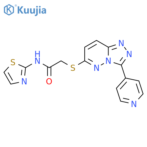 2-{3-(pyridin-4-yl)-1,2,4triazolo4,3-bpyridazin-6-ylsulfanyl}-N-(1,3-thiazol-2-yl)acetamide structure