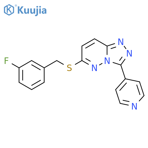 4-(6-{(3-fluorophenyl)methylsulfanyl}-1,2,4triazolo4,3-bpyridazin-3-yl)pyridine structure