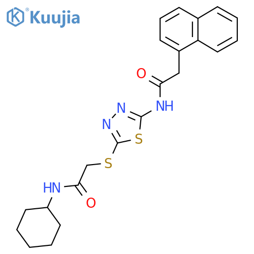 N-cyclohexyl-2-({5-2-(naphthalen-1-yl)acetamido-1,3,4-thiadiazol-2-yl}sulfanyl)acetamide structure