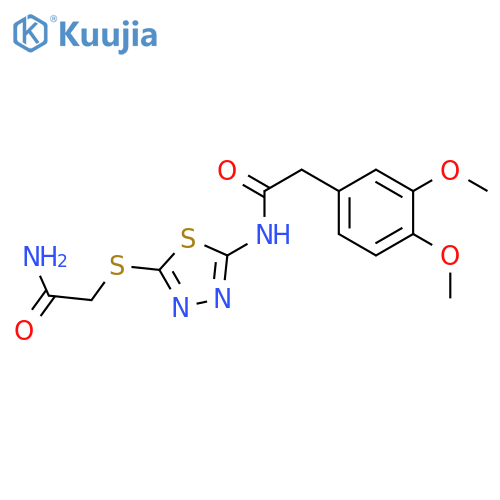 2-({5-2-(3,4-dimethoxyphenyl)acetamido-1,3,4-thiadiazol-2-yl}sulfanyl)acetamide structure