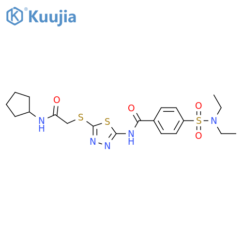N-(5-{(cyclopentylcarbamoyl)methylsulfanyl}-1,3,4-thiadiazol-2-yl)-4-(diethylsulfamoyl)benzamide structure