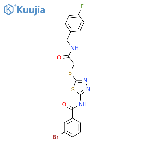 3-bromo-N-{5-({(4-fluorophenyl)methylcarbamoyl}methyl)sulfanyl-1,3,4-thiadiazol-2-yl}benzamide structure