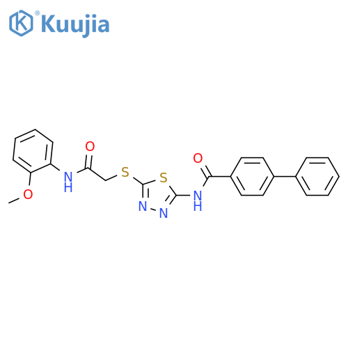 N-5-({(2-methoxyphenyl)carbamoylmethyl}sulfanyl)-1,3,4-thiadiazol-2-yl-1,1'-biphenyl-4-carboxamide structure