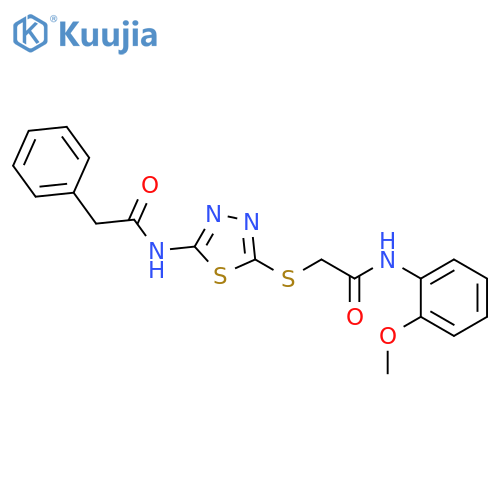 N-(2-methoxyphenyl)-2-{5-(2-phenylacetamido)-1,3,4-thiadiazol-2-ylsulfanyl}acetamide structure