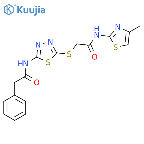 N-(4-methyl-1,3-thiazol-2-yl)-2-{5-(2-phenylacetamido)-1,3,4-thiadiazol-2-ylsulfanyl}acetamide structure