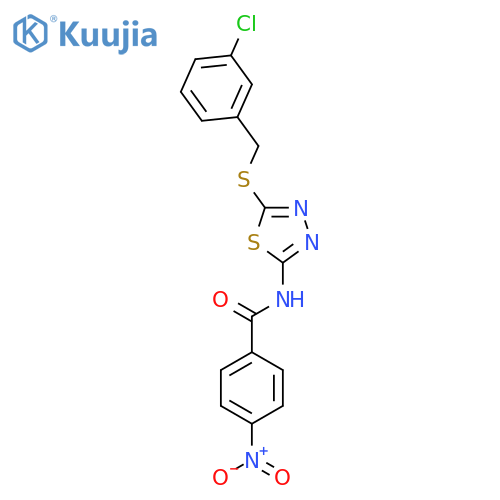 N-(5-{(3-chlorophenyl)methylsulfanyl}-1,3,4-thiadiazol-2-yl)-4-nitrobenzamide structure