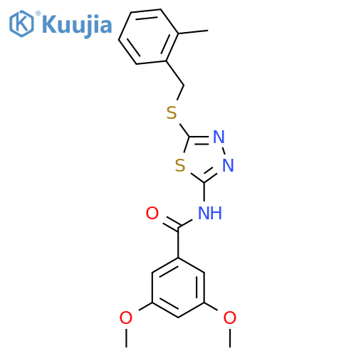 3,5-dimethoxy-N-(5-{(2-methylphenyl)methylsulfanyl}-1,3,4-thiadiazol-2-yl)benzamide structure