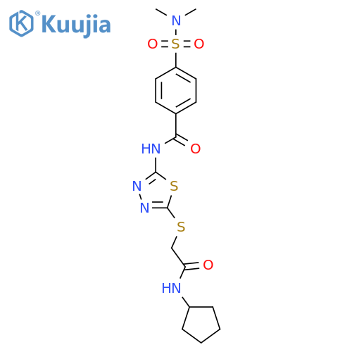 N-(5-{(cyclopentylcarbamoyl)methylsulfanyl}-1,3,4-thiadiazol-2-yl)-4-(dimethylsulfamoyl)benzamide structure