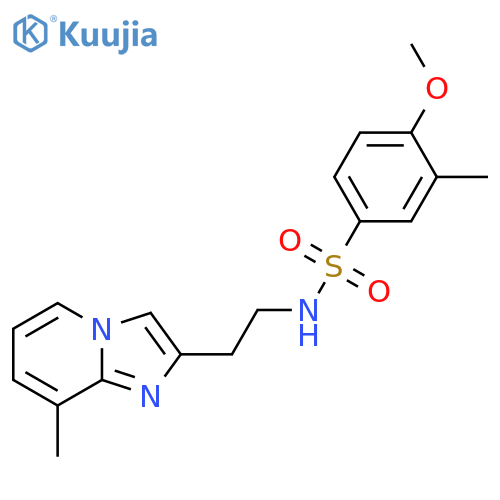 4-methoxy-3-methyl-N-(2-{8-methylimidazo1,2-apyridin-2-yl}ethyl)benzene-1-sulfonamide structure