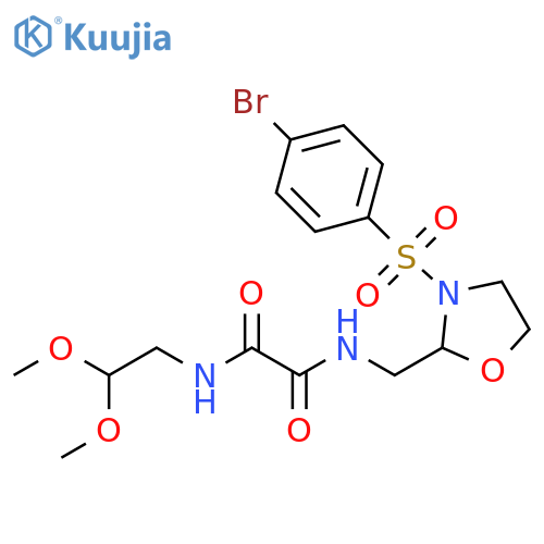 N'-{3-(4-bromobenzenesulfonyl)-1,3-oxazolidin-2-ylmethyl}-N-(2,2-dimethoxyethyl)ethanediamide structure