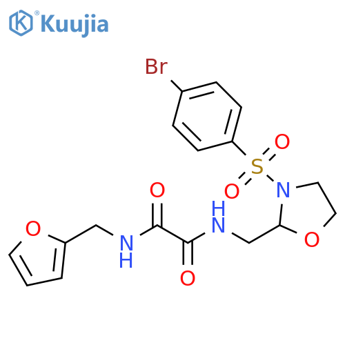 N-{3-(4-bromobenzenesulfonyl)-1,3-oxazolidin-2-ylmethyl}-N'-(furan-2-yl)methylethanediamide structure