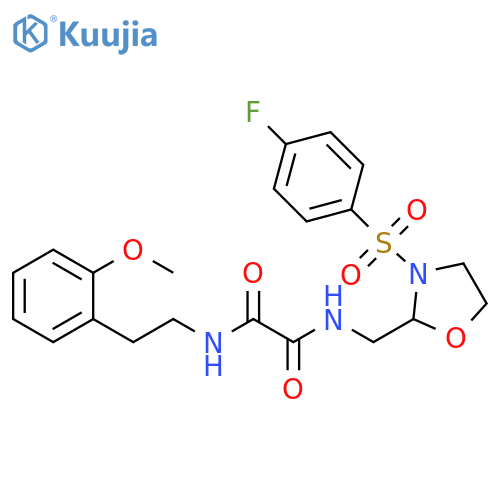 N-{3-(4-fluorobenzenesulfonyl)-1,3-oxazolidin-2-ylmethyl}-N'-2-(2-methoxyphenyl)ethylethanediamide structure