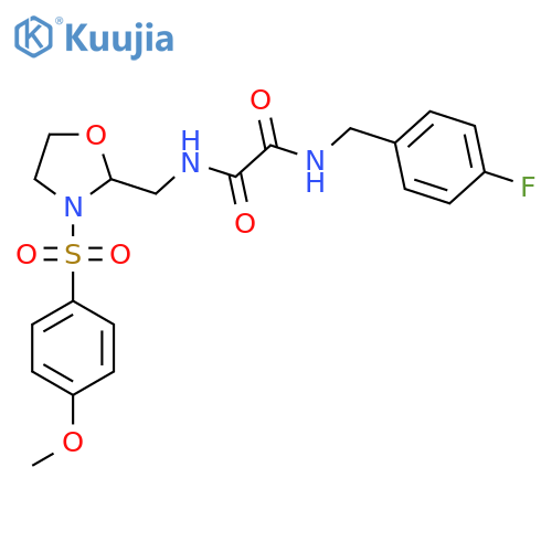N'-(4-fluorophenyl)methyl-N-{3-(4-methoxybenzenesulfonyl)-1,3-oxazolidin-2-ylmethyl}ethanediamide structure