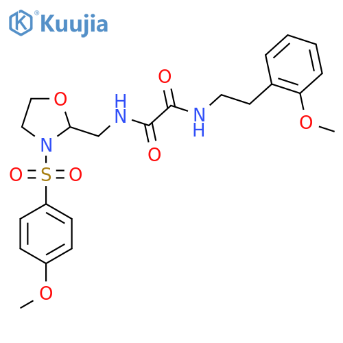 N-{3-(4-methoxybenzenesulfonyl)-1,3-oxazolidin-2-ylmethyl}-N'-2-(2-methoxyphenyl)ethylethanediamide structure