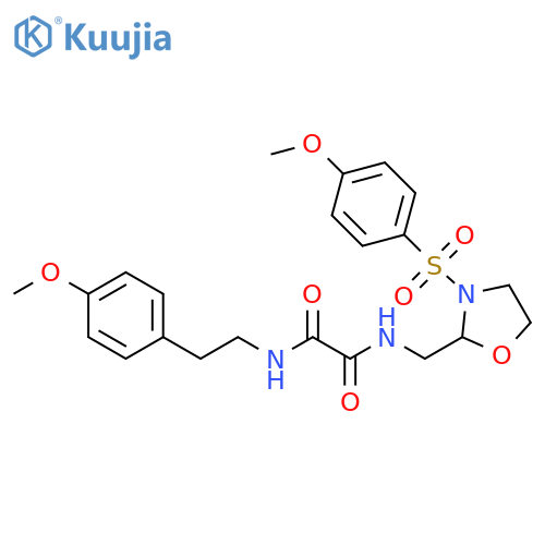 N-{3-(4-methoxybenzenesulfonyl)-1,3-oxazolidin-2-ylmethyl}-N'-2-(4-methoxyphenyl)ethylethanediamide structure