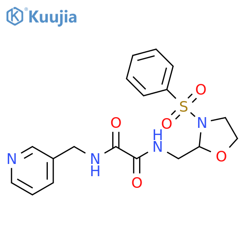 N-{3-(benzenesulfonyl)-1,3-oxazolidin-2-ylmethyl}-N'-(pyridin-3-yl)methylethanediamide structure