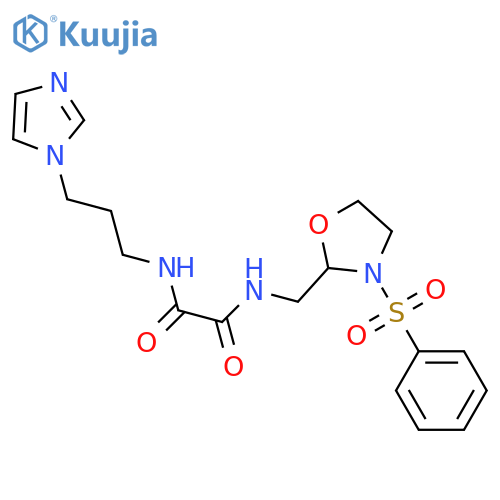 N-{3-(benzenesulfonyl)-1,3-oxazolidin-2-ylmethyl}-N'-3-(1H-imidazol-1-yl)propylethanediamide structure