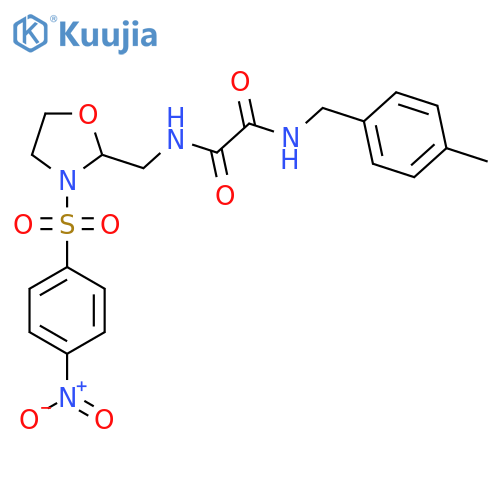 N'-(4-methylphenyl)methyl-N-{3-(4-nitrobenzenesulfonyl)-1,3-oxazolidin-2-ylmethyl}ethanediamide structure