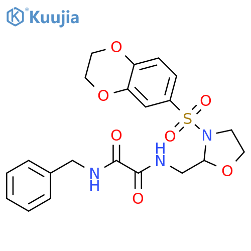 N'-benzyl-N-{3-(2,3-dihydro-1,4-benzodioxine-6-sulfonyl)-1,3-oxazolidin-2-ylmethyl}ethanediamide structure