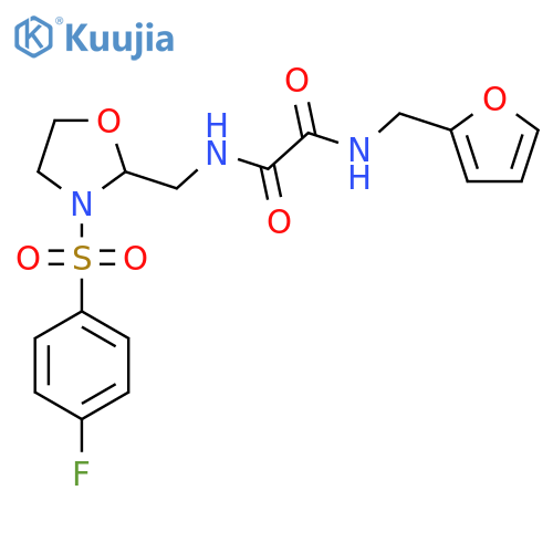 N-{3-(4-fluorobenzenesulfonyl)-1,3-oxazolidin-2-ylmethyl}-N'-(furan-2-yl)methylethanediamide structure