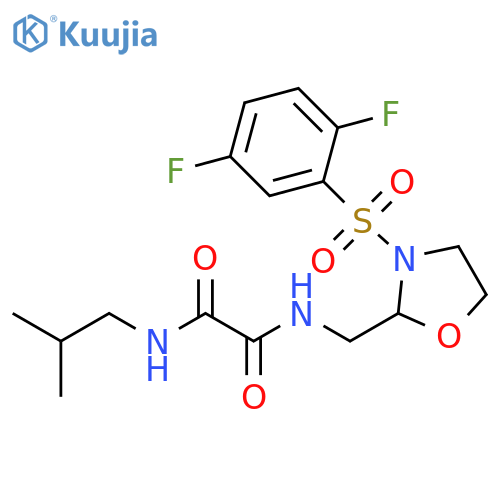 N'-{3-(2,5-difluorobenzenesulfonyl)-1,3-oxazolidin-2-ylmethyl}-N-(2-methylpropyl)ethanediamide structure
