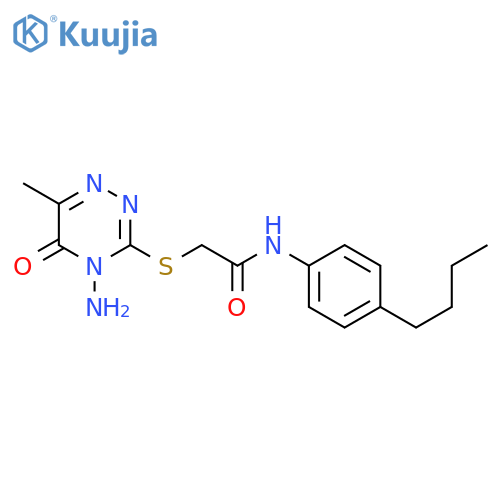 2-(4-amino-6-methyl-5-oxo-4,5-dihydro-1,2,4-triazin-3-yl)sulfanyl-N-(4-butylphenyl)acetamide structure