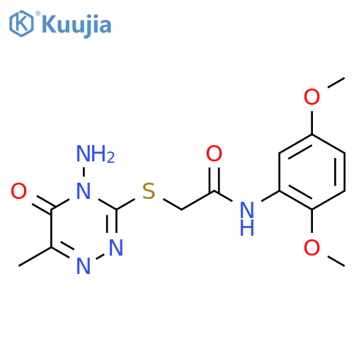 2-(4-amino-6-methyl-5-oxo-4,5-dihydro-1,2,4-triazin-3-yl)sulfanyl-N-(2,5-dimethoxyphenyl)acetamide structure