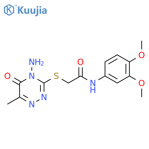 2-(4-amino-6-methyl-5-oxo-4,5-dihydro-1,2,4-triazin-3-yl)sulfanyl-N-(3,4-dimethoxyphenyl)acetamide structure