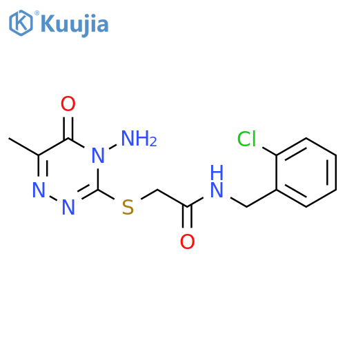 2-(4-amino-6-methyl-5-oxo-4,5-dihydro-1,2,4-triazin-3-yl)sulfanyl-N-(2-chlorophenyl)methylacetamide structure