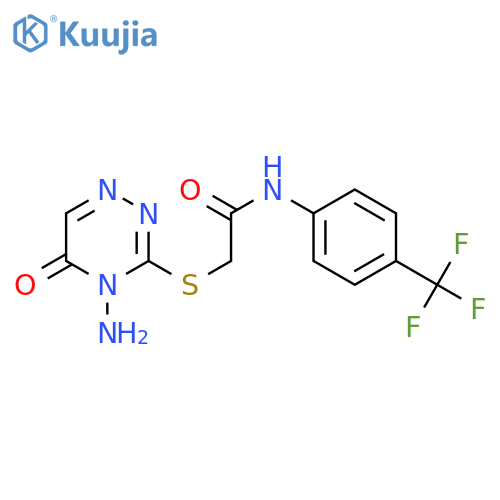 2-(4-amino-5-oxo-4,5-dihydro-1,2,4-triazin-3-yl)sulfanyl-N-4-(trifluoromethyl)phenylacetamide structure