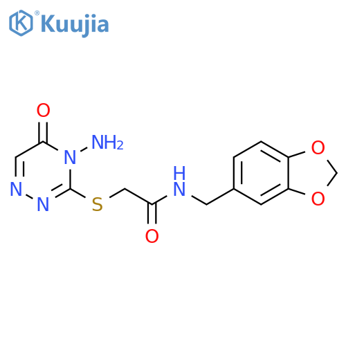 2-(4-amino-5-oxo-4,5-dihydro-1,2,4-triazin-3-yl)sulfanyl-N-(2H-1,3-benzodioxol-5-yl)methylacetamide structure